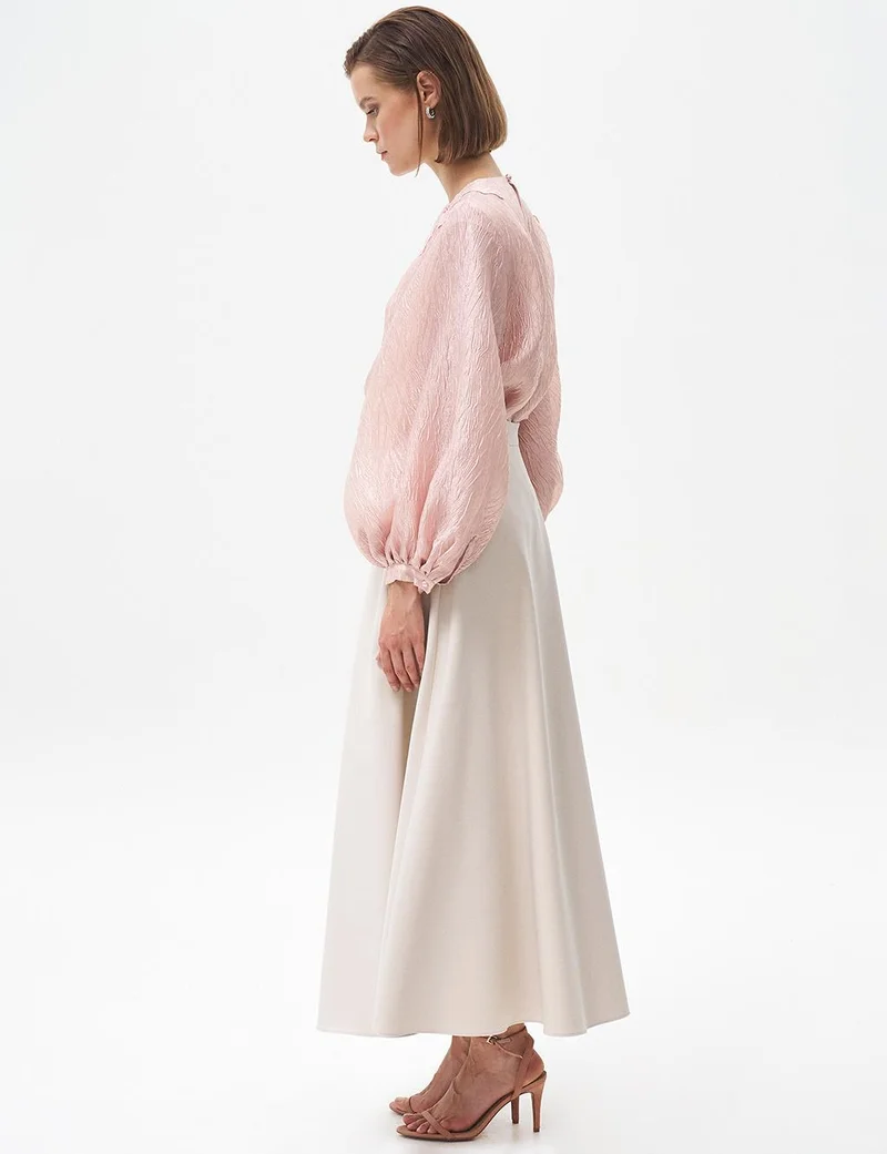 Kayra Basic Flared Skirt Stone