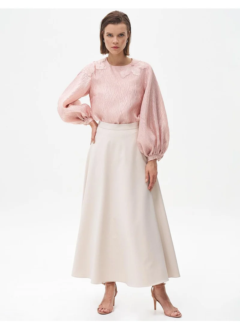 Kayra Basic Flared Skirt Stone