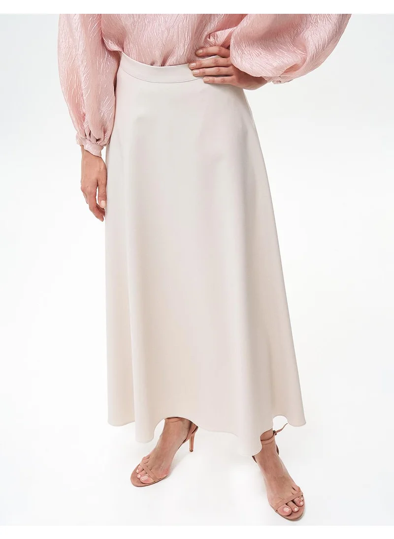 Kayra Basic Flared Skirt Stone