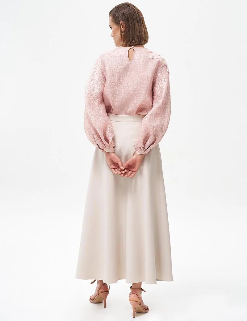 Kayra Basic Flared Skirt Stone