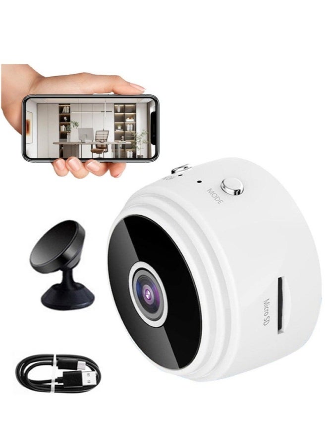 AROAQ Mini Security Camera – 1080P HD Wireless Indoor Camera, Motion Detection, Night Vision, Wide-Angle Lens, Portable Home & Office Surveillance , White - Image 1