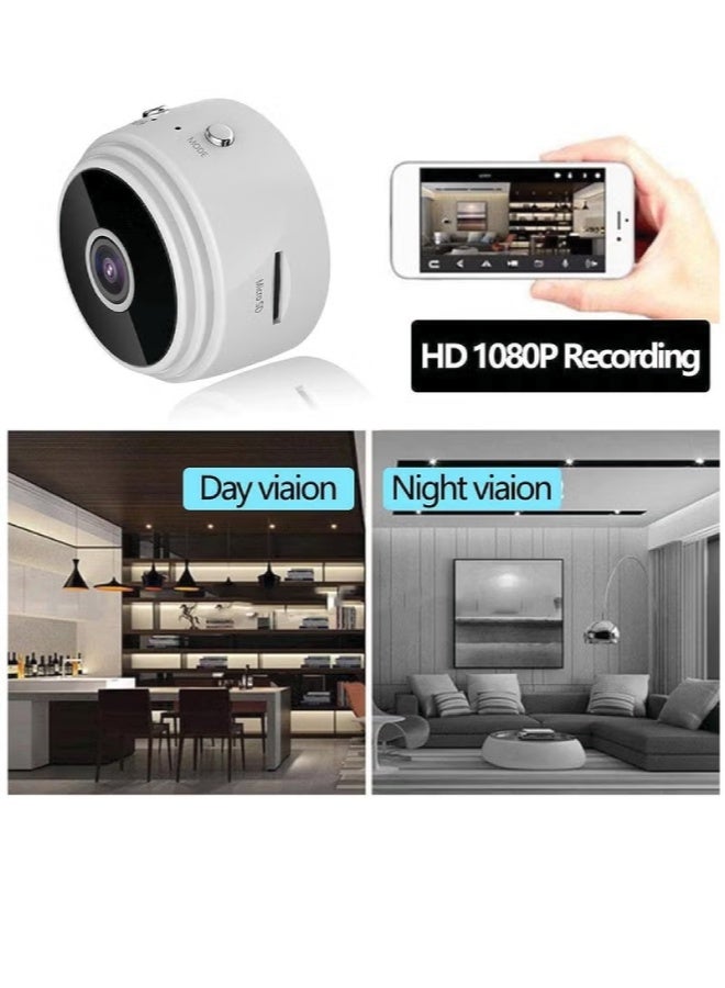 AROAQ Mini Security Camera – 1080P HD Wireless Indoor Camera, Motion Detection, Night Vision, Wide-Angle Lens, Portable Home & Office Surveillance , White - Image 2