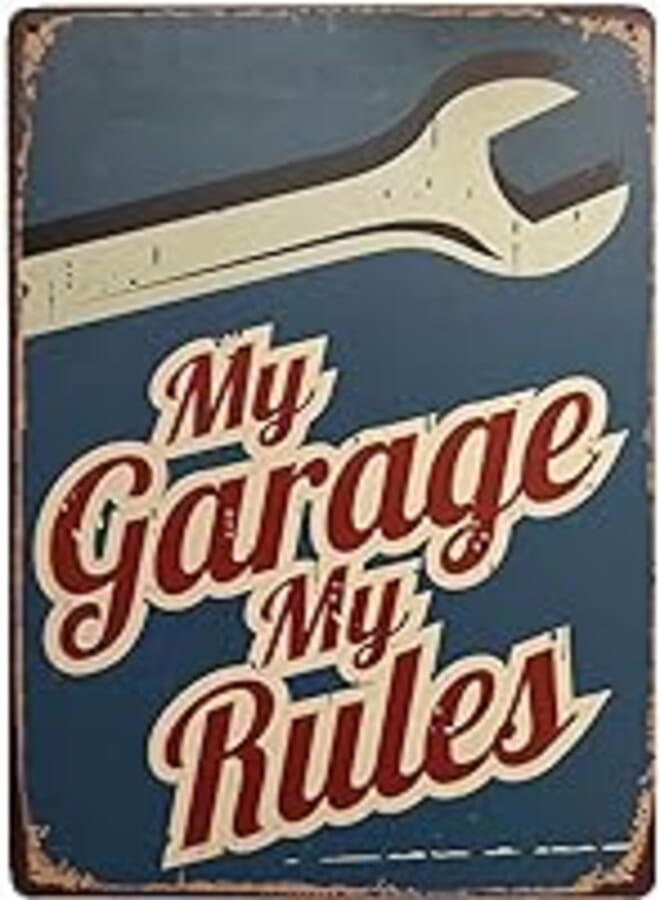 ERLOOD My Garage My Rules Retro Vintage Decor Metal Tin Sign 12 X 8 Inches