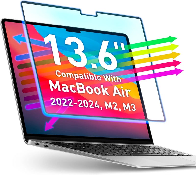 VINTEZ Magnetic Blue Light Screen Compatible With MacBook Air 13.6" 2022, 2023, M2, M3 Anti-Glare Anti-Blue Light Laptop Screen Protector Filter Blue Light Blocking Filter - Image 1
