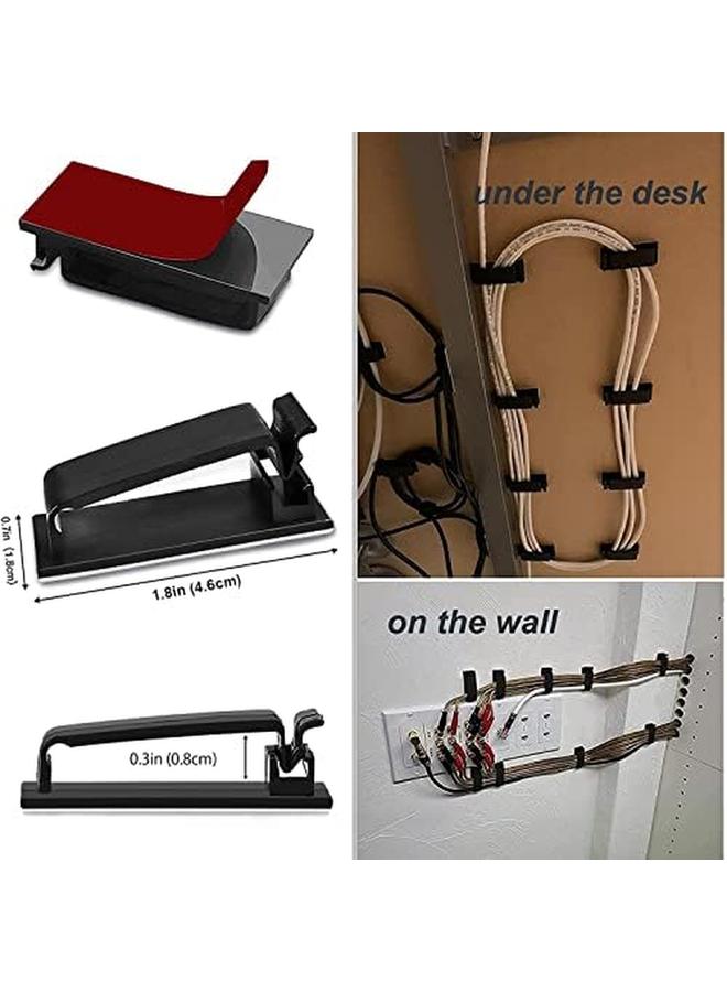 erorex 50Pcs Self Adhesive Cable Management Clips Cable Organizers Wire Clips Cord Holder For Tv Pc Ethernet Cable Under Desk Home Office Black - Image 5