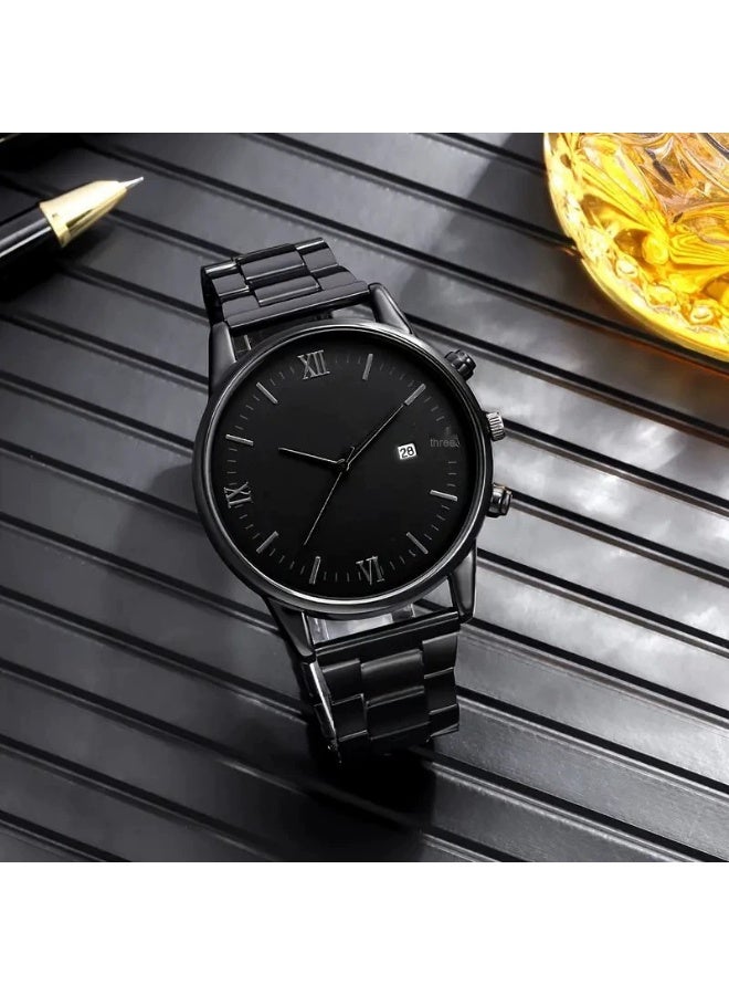 GELESE New simple versatile men's quartz watch trendy Roman numerals fashion iron belt watch - Image 1