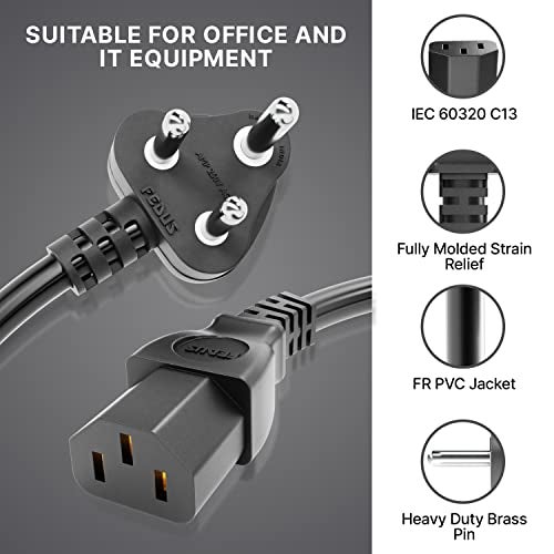 FEDUS 15M Computer Power Cable Cord for Desktops PC and Printers/Monitor SMPS IEC Mains Black - Image 4