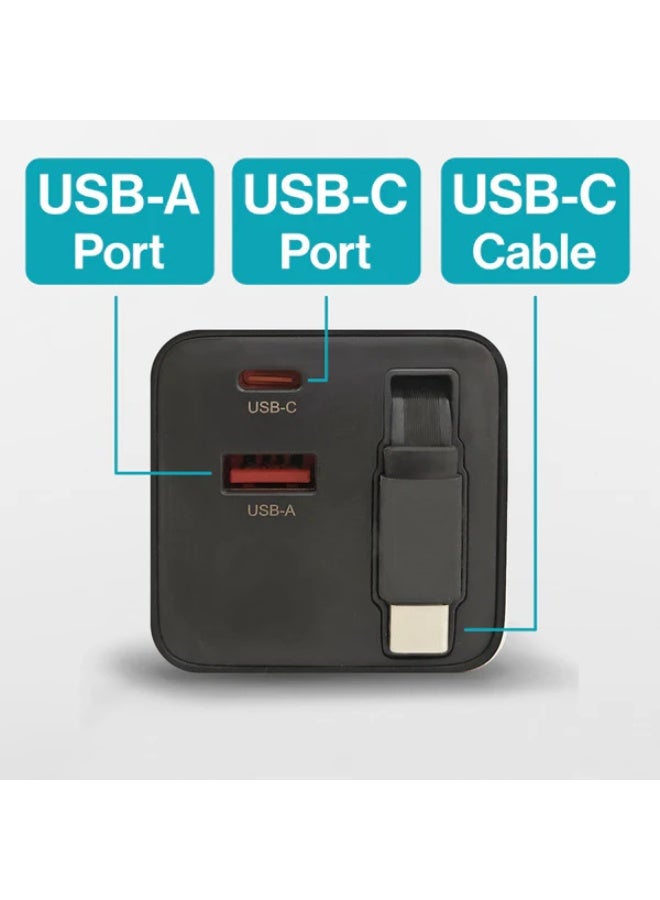 آي إِن چـيچ شاحن GaN سريع من iEngage بقدرة 65 واط بمنفذي USB-C وUSB-A وكابل USB-C مرفق (أسود) - Image 4