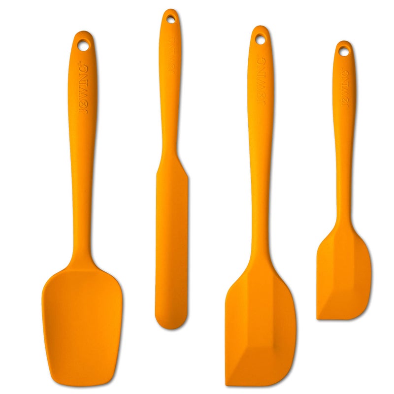4 Piece Silicone Spatula Set Flexible Heat Resistant Nonscratch Baking Cooking Rubber Spatulas with Stainless Steel Core Orange