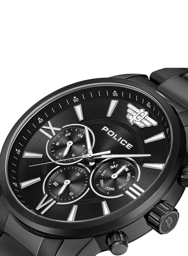 POLICE Avondale 46mm Men's Multifunction Watch with Black Stainless Steel Bracelet