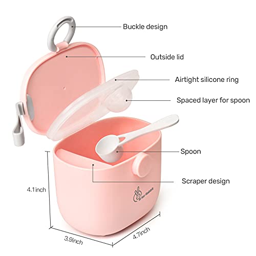 R for Rabbit Silicone First Feed Meal Box for Baby, Kids Multi-Functional Milk Powder Container Box 210G (Pink) - Image 4