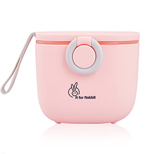 R for Rabbit Silicone First Feed Meal Box for Baby, Kids Multi-Functional Milk Powder Container Box 210G (Pink) - Image 1
