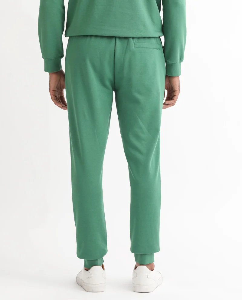 Rare Rabbit Rare Rabbit Men's Otari Green Cotton Polyester Fabric Drawstring Closure Regular Fit Mid Rise Trackpant