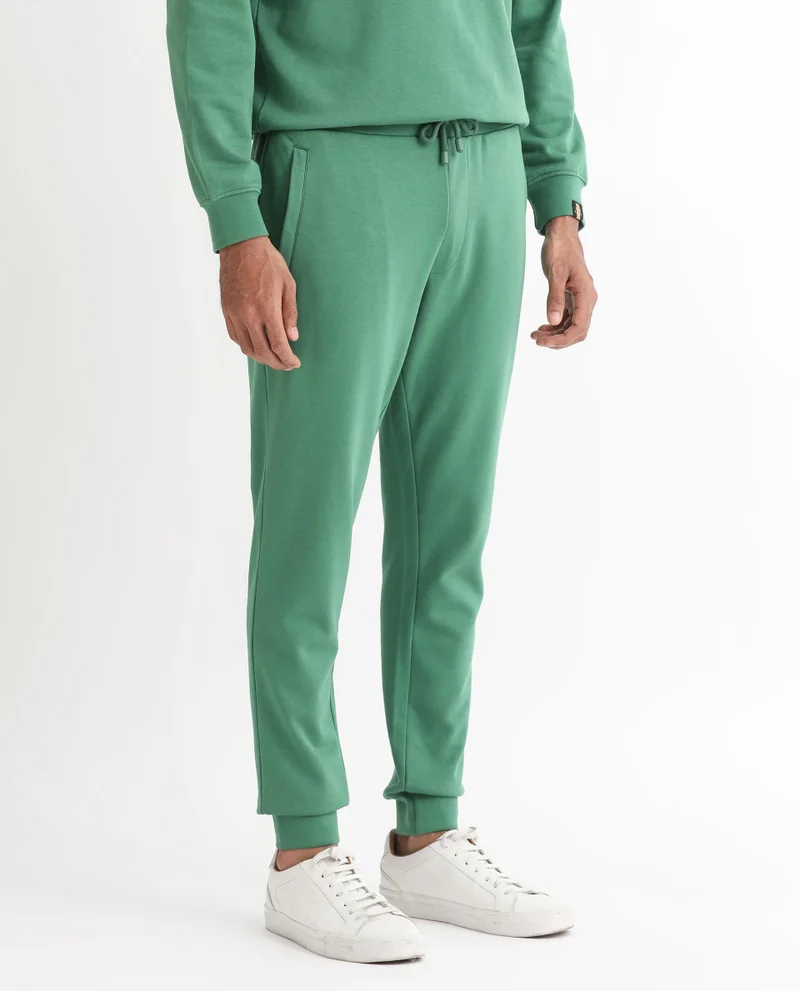 Rare Rabbit Rare Rabbit Men's Otari Green Cotton Polyester Fabric Drawstring Closure Regular Fit Mid Rise Trackpant