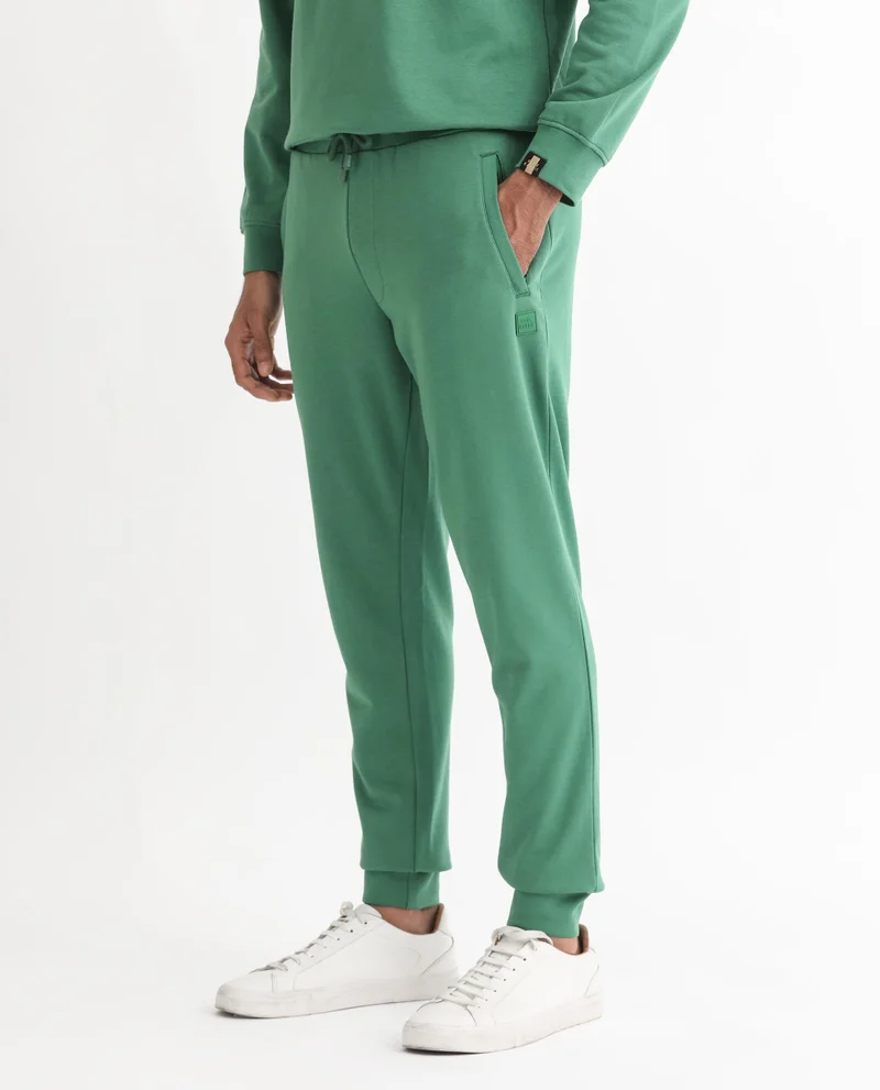 Rare Rabbit Rare Rabbit Men's Otari Green Cotton Polyester Fabric Drawstring Closure Regular Fit Mid Rise Trackpant