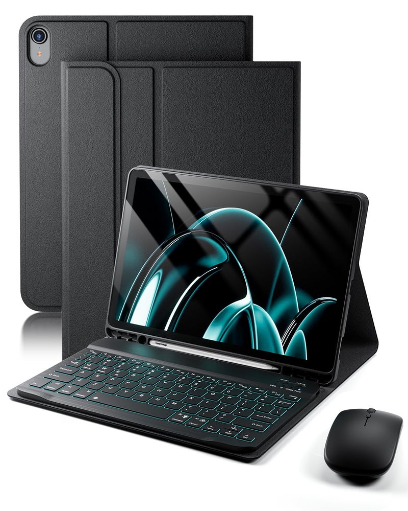 TUNKARMOR for iPad A16 11th 10th Generation Case with Backlit Keyboard 7 Color Change for iPad 10th Gen 2022 11th Gen 2025 A16 10911 inch Cover Builtin Pencil Holder with Mouse Black - Image 2