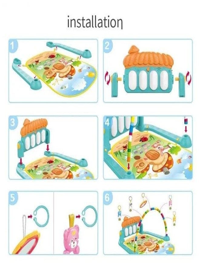 BELLABOTA 3 in 1 Play Piano Gym Mat Rack Music Fitness Rack Rattle Toy Play Crawling Mat Gym Piano Toy (Multicolor) - Image 5