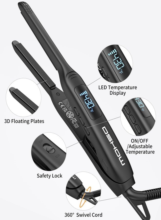 DSHOW Small Flat Irons for Short Hair, 3/10'' Pencil Flat Iron, Pixie Cut and Bangs, Mini Hair Straightener with LED Display, Tiny Hair Straightener with Temperature Adjustable, Auto Shut Off - Image 4