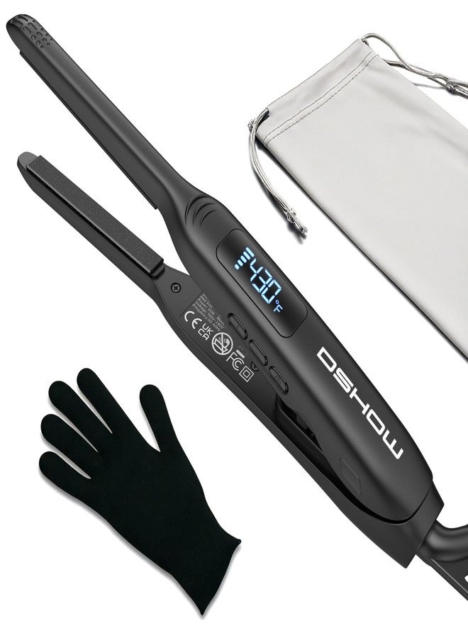 DSHOW Small Flat Irons for Short Hair, 3/10'' Pencil Flat Iron, Pixie Cut and Bangs, Mini Hair Straightener with LED Display, Tiny Hair Straightener with Temperature Adjustable, Auto Shut Off - Image 1