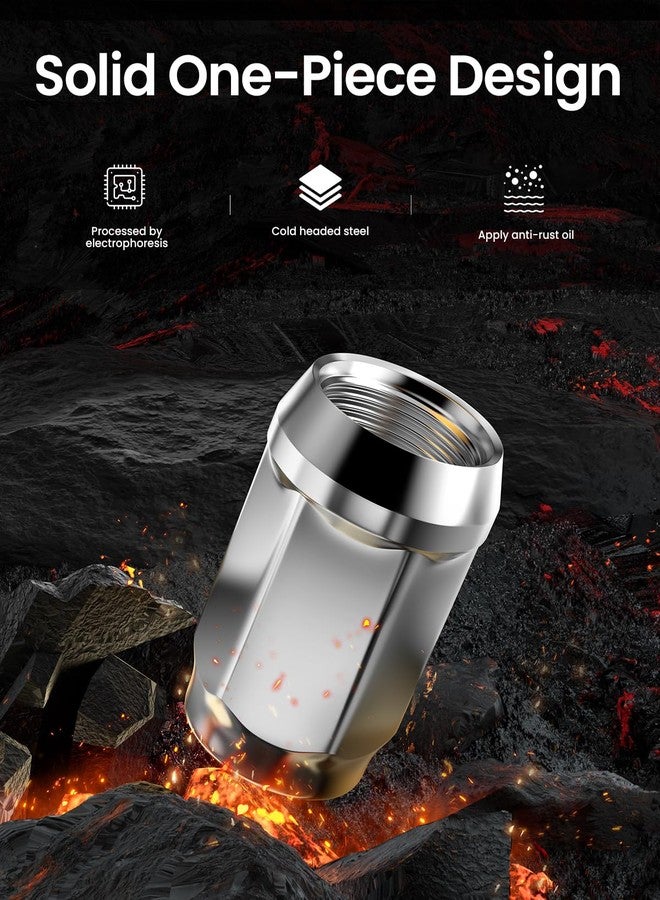 GAsupply صواميل عجلات كرومية من GAsupply، مقاس 1/2 بوصة - 20، ذات طرف مغلق بارز، ومقعد مخروطي، بارتفاع 1.38 بوصة (35 مم)، وقطر سداسي 3/4 بوصة (19 مم)، متوافقة مع دودج نيترو رام، وفورد F-150 موستانج، وجيب TJ رانجلر - Image 5