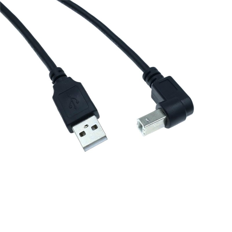 كابل USB 2.0 من نوع A إلى نوع B بطول 30-150 سم، مناسب للاستخدام في زوايا الأعلى والأسفل واليسار واليمين، لأجهزة الطابعات والماسحات الضوئية، بزاوية 90 درجة (طول 50 سم، متجه للأسفل) - Image 1