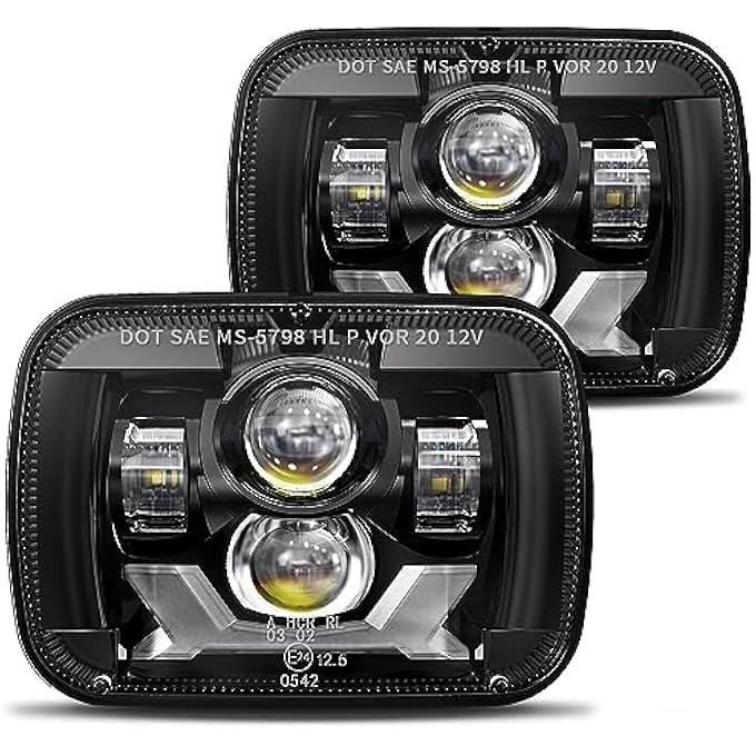 HWSTAR H6054 5X7 7X6 Led Headlights2021 New Osram Chips 500 Brighter 180W AntiGlare HiLow Sealed Beam WDrl Turn Signal Compatible With Jeep Wrangler Yj Cherokee Xj Ford Chevy Gmc Toyota Nissan Truck - Image 2
