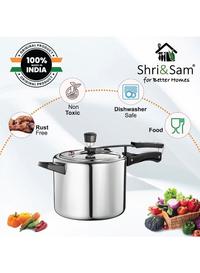 Shri & Sam TriPly 18/8 Stainless Steel Inner Lid Pressure Cooker, 2 Litre, with Extra Safety Valve, Induction and Gas Ready, Silver, 5-Year Warranty - Image 4