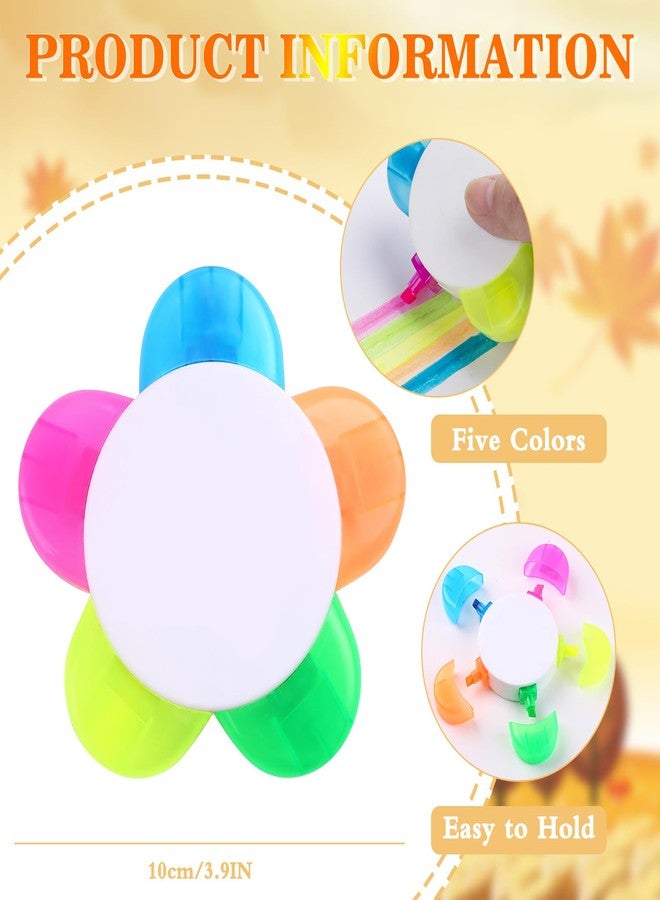 SunAngel MultiColor Highlighters for Kids, 5-in-1 Petals Flower Shape Highlighter Pens, Fun & Cute Cartoon Markers, Fluorescent Watercolor Set for Arts Crafts, School Supplies & Childrens Toy Gifts - Image 2
