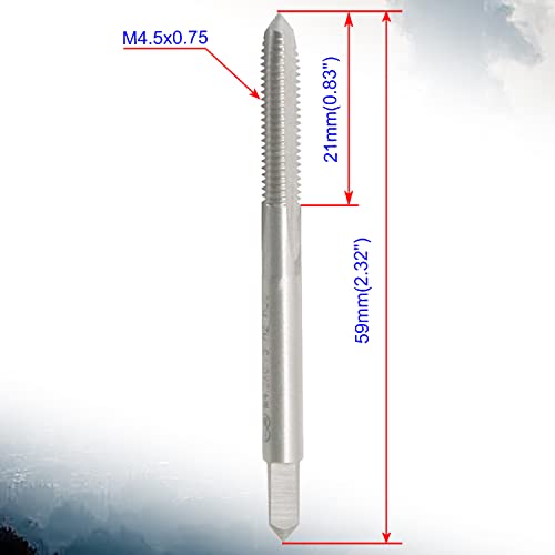 Aopin M4.5 x 0.75 Taper Hand Tap HSS Metric Female Thread High Speed Steel Hand/Machine Use Straight Flute Screw Tap, For Used To Make New Threads, Re-Thread Damaged And Jammed Threads 1 Pcs - Image 2