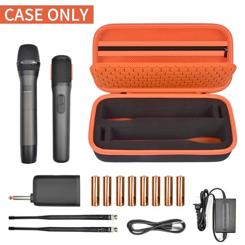 ANKHOH Wireless Microphone Case for JBL Wireless Two Microphone System for for JBL Partybox DIY - Sized Mic Case Fits from 8.25-10.5In Handheld Dual Mic, Recivers, Audio Cable, Power Cord-Orange(Box Only) - Image 3