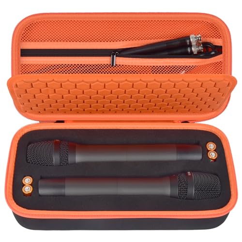 ANKHOH Wireless Microphone Case for JBL Wireless Two Microphone System for for JBL Partybox DIY - Sized Mic Case Fits from 8.25-10.5In Handheld Dual Mic, Recivers, Audio Cable, Power Cord-Orange(Box Only) - Image 1