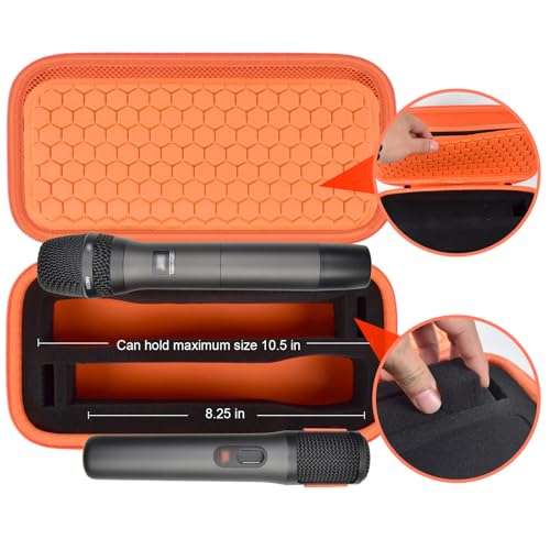 ANKHOH Wireless Microphone Case for JBL Wireless Two Microphone System for for JBL Partybox DIY - Sized Mic Case Fits from 8.25-10.5In Handheld Dual Mic, Recivers, Audio Cable, Power Cord-Orange(Box Only) - Image 2