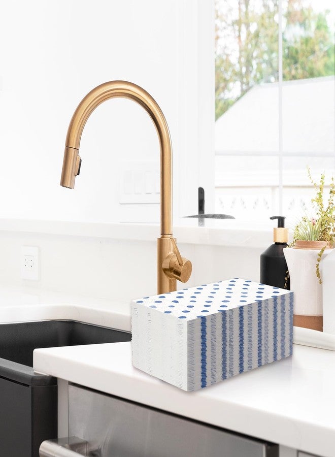 Whaline مناديل ضيافة ورقية مزخرفة بنقاط بولكا بيضاء وزرقاء 3 طبقات مناديل قابلة للتخلص منها مناديل يد لتناول العشاء لوازم حفلات الزفاف ديكور الطاولة، 80 قطعة - Image 4