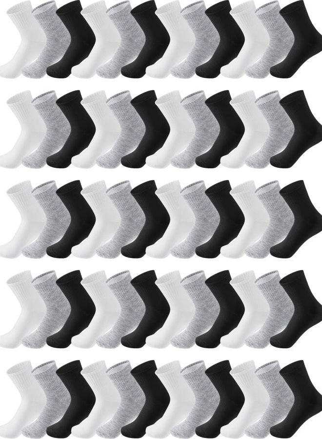Tarpop 150 Pairs Men Quarter Ankle Socks Bulk Socks Athletic Moisture Wicking Socks Casual Sports Socks Pack, Black, White, Gray, 5X-Small-5X-Large - Image 1