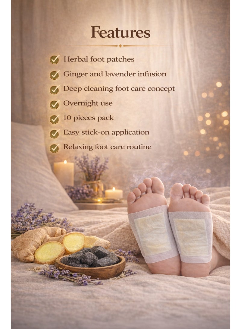 Disunie Foot Patches Deep Cleaning Ginger And Lavender 10pcs – Overnight Herbal Foot Care Patches with Ginger Extract, Lavender Extract, Tourmaline & Mugwort - Image 4