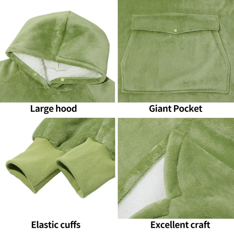 Krifey Wearable Blanket Hoodie, Oversized Sherpa Fleece Sweatshirt with Giant Pocket, Birthday Gifts for Women, Mom, Sister, Misty Sage - Image 4