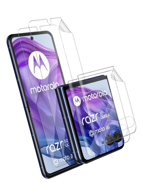 Compatible with Motorola Moto Razr 50 Ultra 2024 Screen Protector, 4 Pack Flexible Screen Protector (2 Pcs Front + 2 Inside), HD Transparent TPU Anti-Scratch Screen Protector