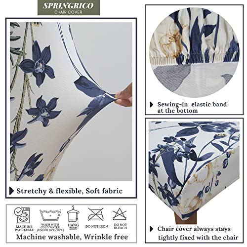 SPRINGRICO Chair Covers for Dining Room 6 Pack, Stretch Dining Chair Cover, Washable Spandex Kitchen Parsons Chair Slipcovers, Removable Seat Protector for Home or Party (Set of 6, Garden of Eden) - Image 5