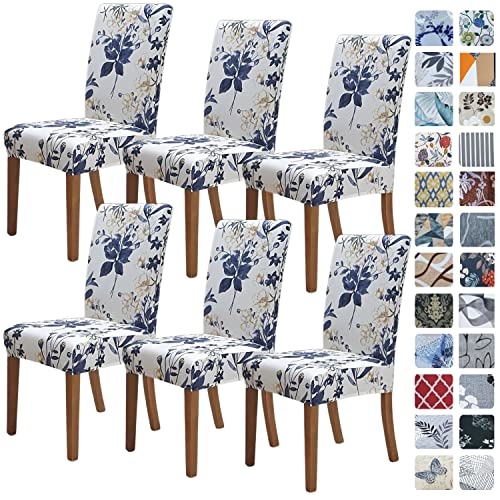 SPRINGRICO Chair Covers for Dining Room 6 Pack, Stretch Dining Chair Cover, Washable Spandex Kitchen Parsons Chair Slipcovers, Removable Seat Protector for Home or Party (Set of 6, Garden of Eden) - Image 1