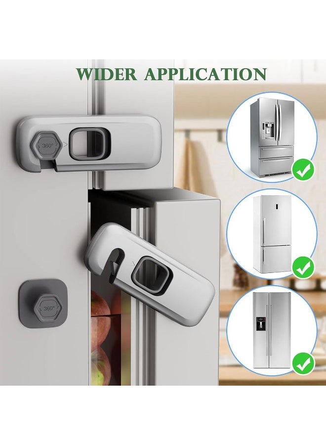 قفل أمان لباب الثلاجة والفريزر لحماية الأطفال، للحماية من القرص وهو مضاد للفتح، مناسب للثلاجات والخزائن والدواليب والأبواب سهل التركيب - Image 3