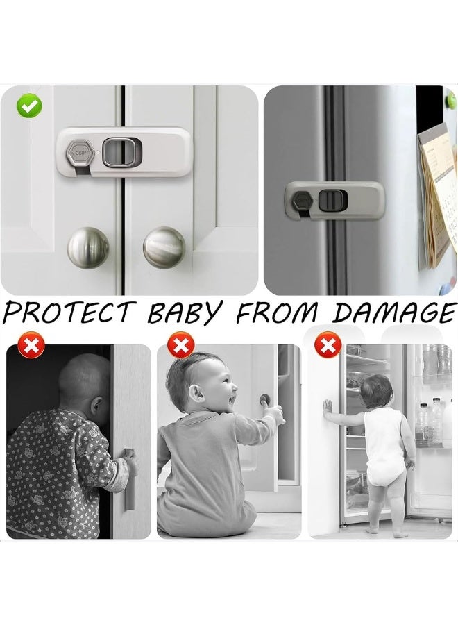 قفل أمان لباب الثلاجة والفريزر لحماية الأطفال، للحماية من القرص وهو مضاد للفتح، مناسب للثلاجات والخزائن والدواليب والأبواب سهل التركيب - Image 5