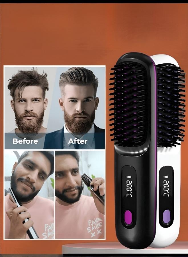 Wireless Ceramic Heating Hair Straightening Comb with LCD Screen - Image 5