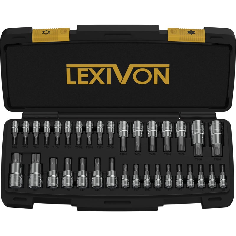LEXIVON Master TORX Bit Socket Set Premium S2 Alloy Steel Complete 34Piece Solid Star Tamper Proof T6 T70 Enhanced Storage Case LX149 - Image 2