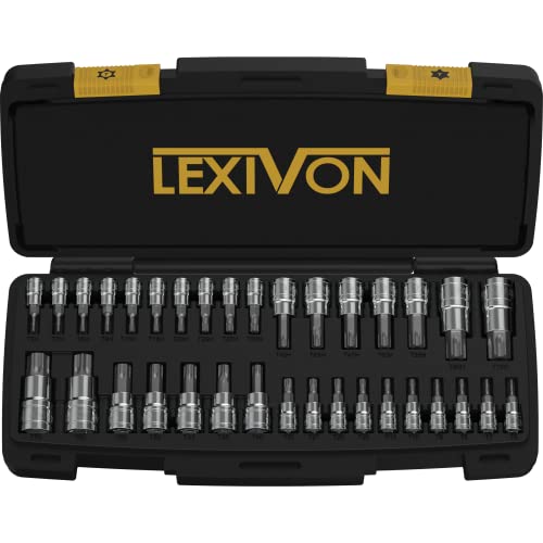 LEXIVON Master TORX Bit Socket Set Premium S2 Alloy Steel Complete 34Piece Solid Star Tamper Proof T6 T70 Enhanced Storage Case LX149 - Image 1