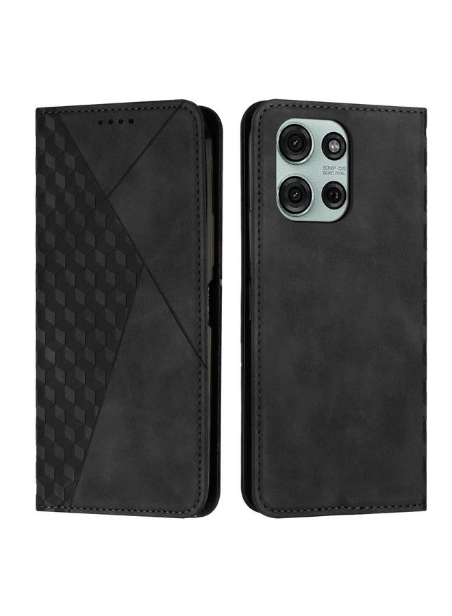 اس-توب جراب لهاتف Motorola Moto G75 مصنوع من الجلد المغناطيسي بتصميم ماسي - Image 1