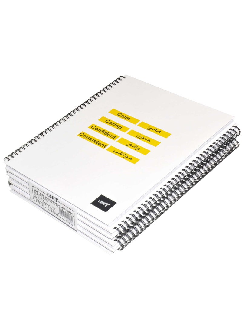 FIS LIGHT Pack of 5  Spiral Hard Cover Notebook, Single Line, A4, 100Sheets -LINBSA41708 - Image 1