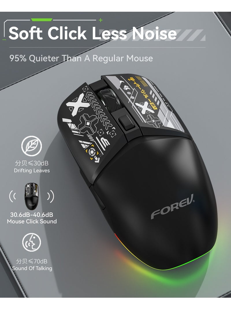 Forev - FV-210 Rechargeable Dual-Mode Bluetooth BT5.1 & 2.4G Wireless Connection – Silent Clik – 4 Buttons – 500mAh Power Saving on/off button – PAW 3212 / 3200DPI Optical Sensor – Apandics Design – UV Coating – For Gaming ,Office business ,WIN / iOS/ Android - Image 1