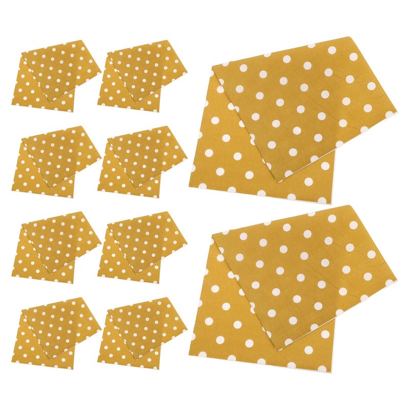 مناديل ورقية للعشاء بثلاث طبقات مع نقاط ذهبية وخطوط، عبوة من 16 قطعة لحفلات أعياد الميلاد والزفاف والمناسبات - Image 2