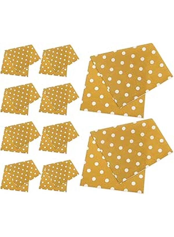 مناديل ورقية للعشاء بثلاث طبقات مع نقاط ذهبية وخطوط، عبوة من 16 قطعة لحفلات أعياد الميلاد والزفاف والمناسبات - Image 1