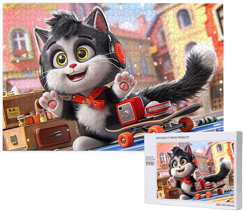 Phayah Kitten Scooter 1000 Piece Jigsaw Puzzle For Adults Home Decor 29 5 X 19 7 Inches - Image 2